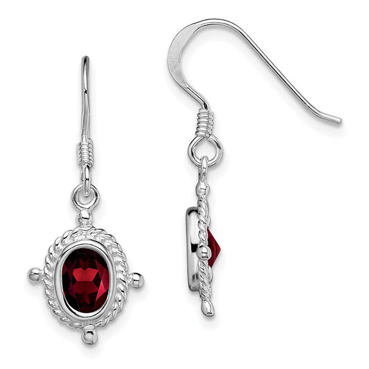 QE1451 Sterling Silver Rhodium-plated Fancy Garnet Earrings