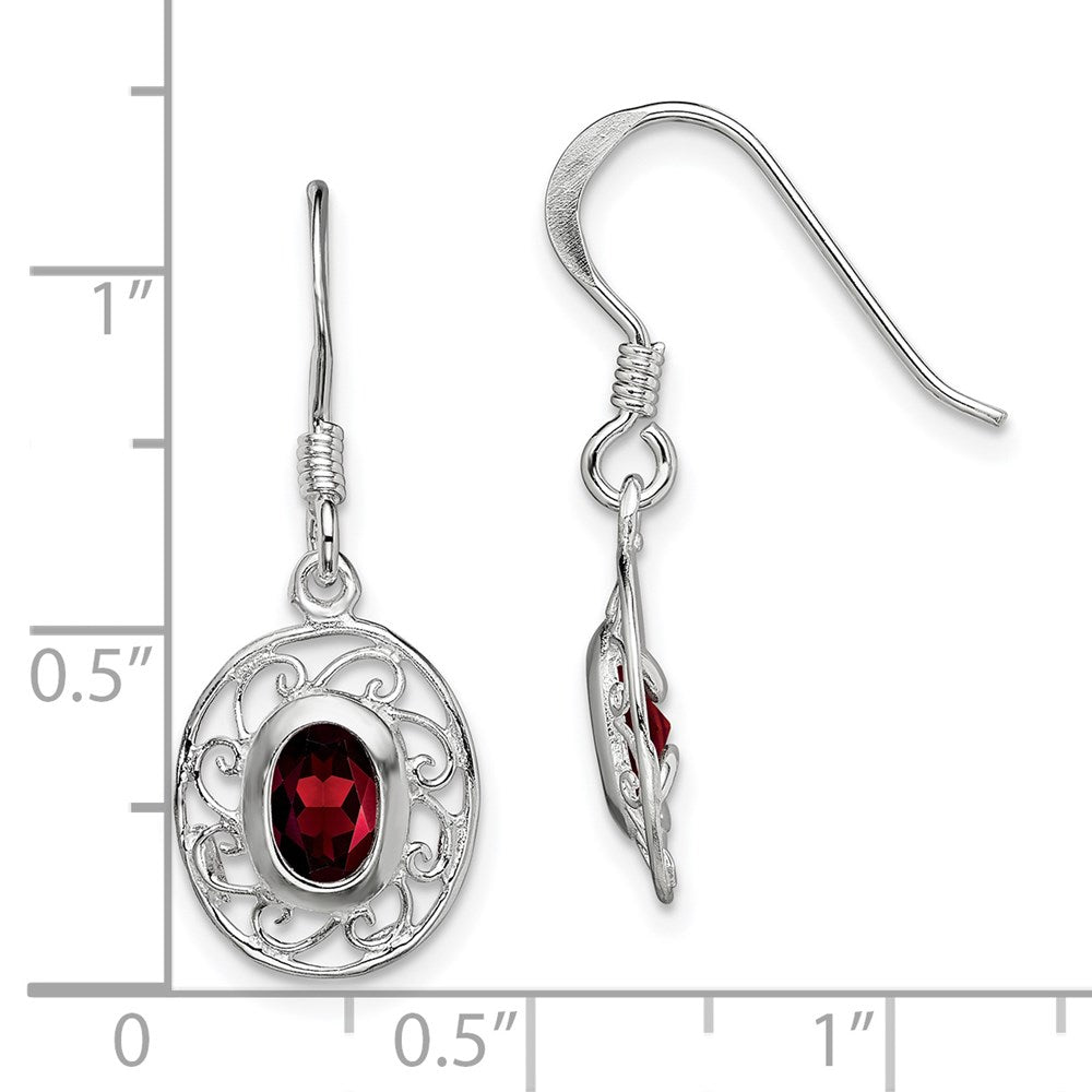 QE1453 Sterling Silver Rhodium-plated Fancy Garnet Earrings