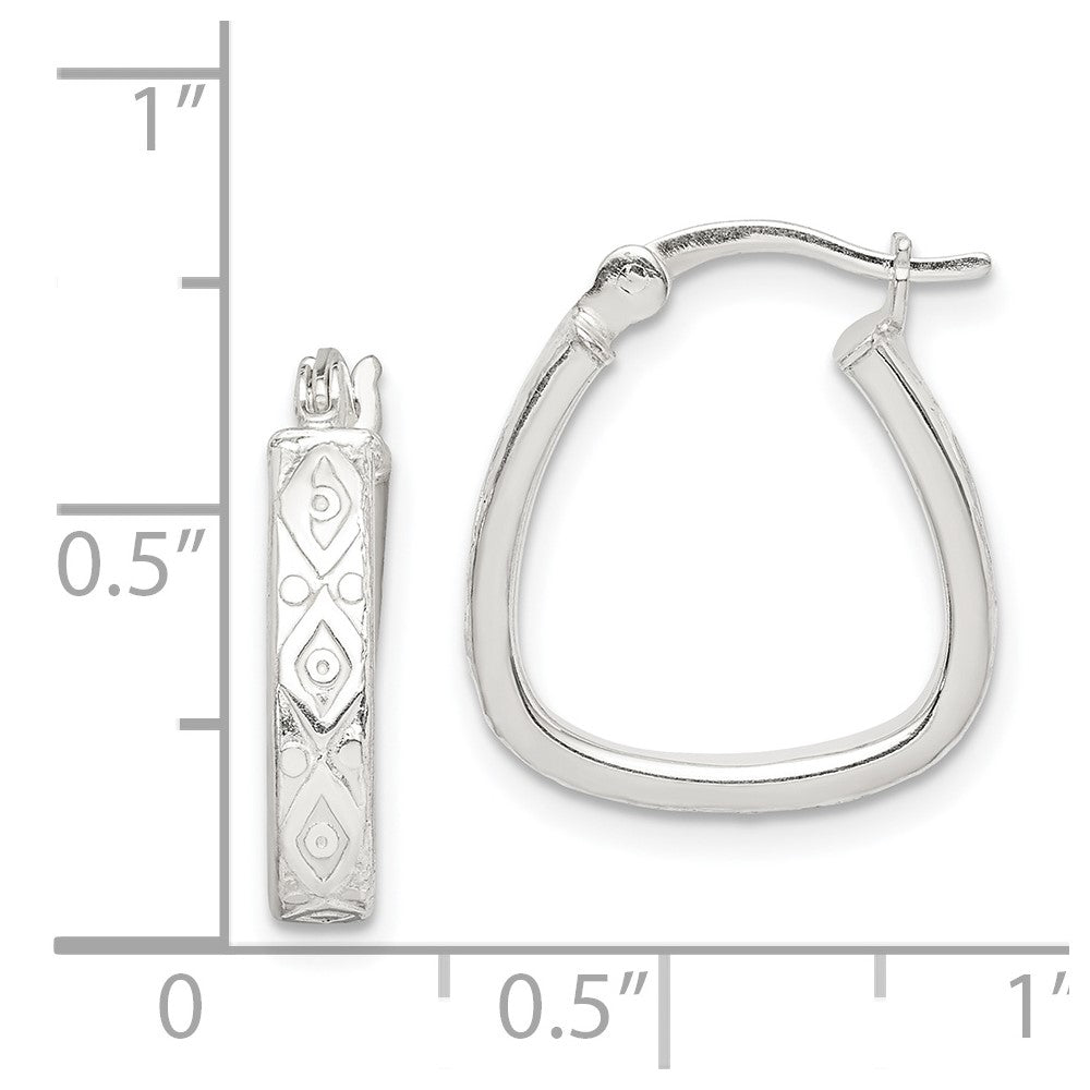 QE14544 Sterling Silver Patterned 3mm Hoop Earrings