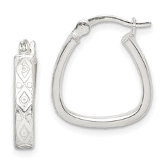 QE14544 Sterling Silver Patterned 3mm Hoop Earrings