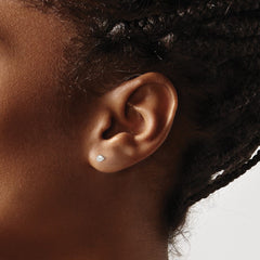 QE14577 Sterling Silver Brushed 3mm Ball Post Earrings