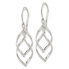 QE14582 Sterling Silver Polished Fancy Twisted Dangle Earrings