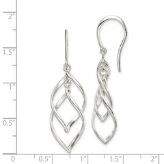 QE14582 Sterling Silver Polished Fancy Twisted Dangle Earrings