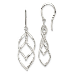 QE14582 Sterling Silver Polished Fancy Twisted Dangle Earrings