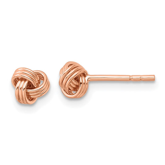 QE14620RP Sterling Silver Rose-tone Polished Love Knot Post Earrings