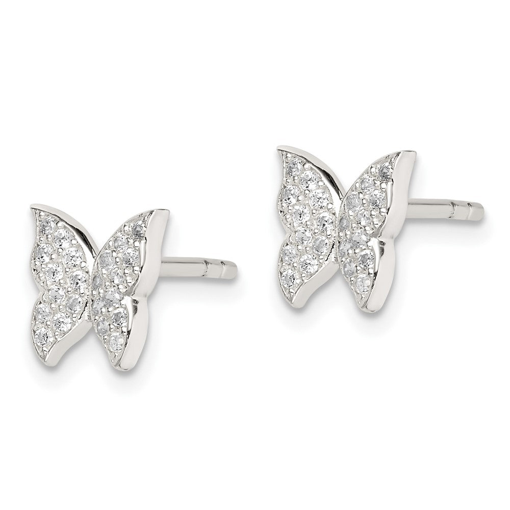 QE14652 Sterling Silver CZ Butterfly Post Earrings