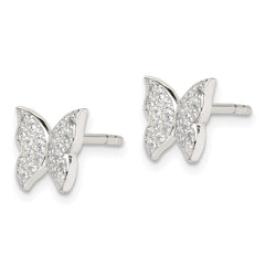 QE14652 Sterling Silver CZ Butterfly Post Earrings