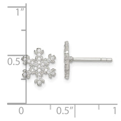 QE14653 Sterling Silver CZ Snowflake Post Earrings