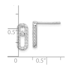 QE14656 Sterling Silver Rhodium-plated Polished CZ Link Post Earrings