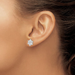 QE14659 Sterling Silver Rhodium-plated Polished CZ Snowflake Post Earrings