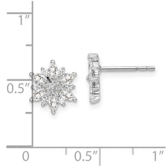 QE14659 Sterling Silver Rhodium-plated Polished CZ Snowflake Post Earrings