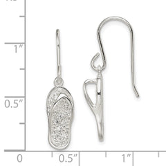QE14680 Sterling Silver CZ Flip-Flop Dangle Earrings