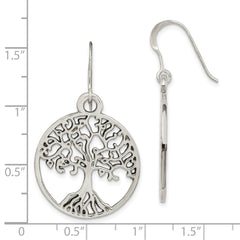 QE14687 Sterling Silver Tree of Life Dangle Earrings
