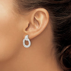 QE14688 Sterling Silver Twisted Post Dangle Earrings