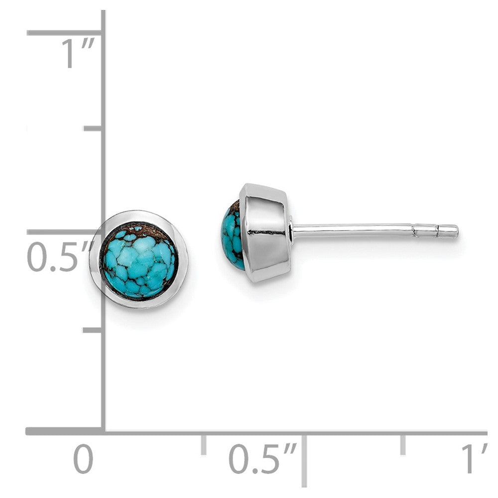 QE14709 Sterling Silver Round Turquoise Post Earrings