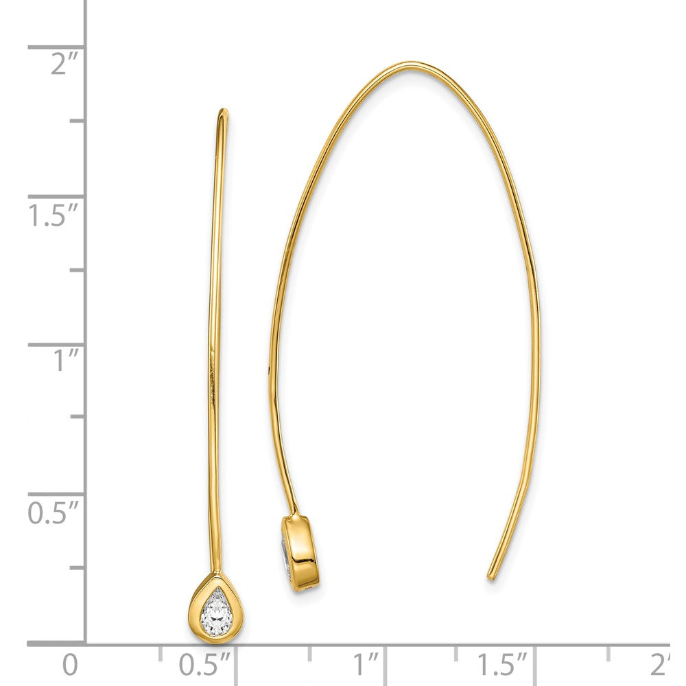 QE14722 Sterling Silver Gold-tone CZ Threader Earrings