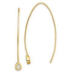 QE14722 Sterling Silver Gold-tone CZ Threader Earrings