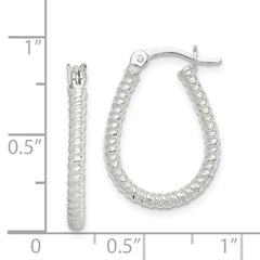 QE14738 Sterling Silver Twisted 2.5mm Teardrop Hoop Earrings