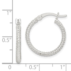 QE14739 Sterling Silver Twisted 2x20mm Round Hoop Earrings