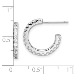 QE14767 Sterling Silver Rhodium-Plated CZ J-Hoop Earrings