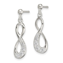 QE14777 Sterling Silver CZ Infinity Loop Dangle Earrings