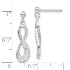 QE14777 Sterling Silver CZ Infinity Loop Dangle Earrings