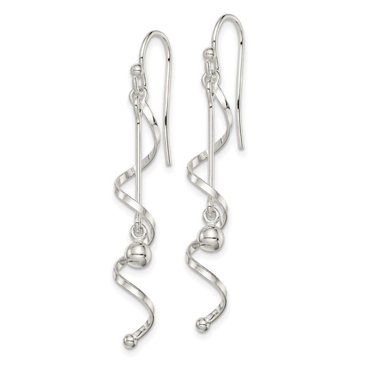 QE14792 Sterling Silver Polished Twisted Dangle Earrings