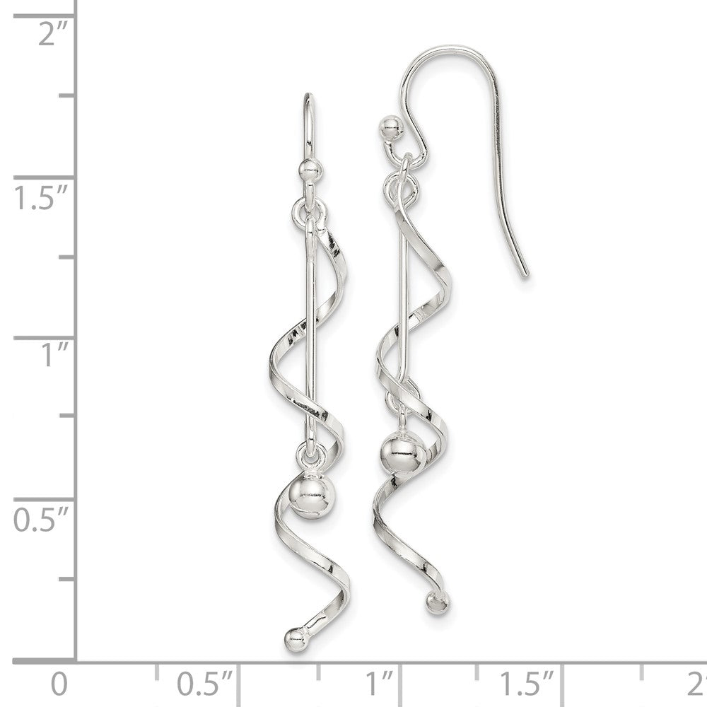 QE14792 Sterling Silver Polished Twisted Dangle Earrings