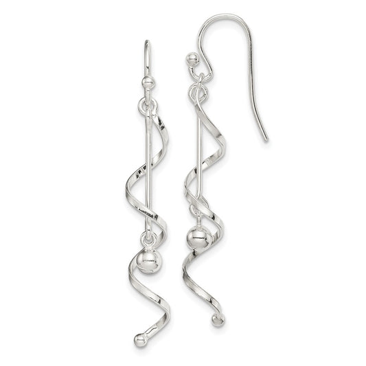 QE14792 Sterling Silver Polished Twisted Dangle Earrings