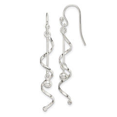 QE14792 Sterling Silver Polished Twisted Dangle Earrings