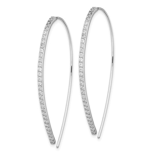 QE14822 Sterling Silver Rhodium-plated CZ Dangle Earrings