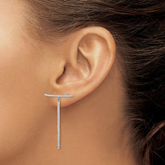 QE14822 Sterling Silver Rhodium-plated CZ Dangle Earrings
