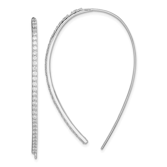 QE14822 Sterling Silver Rhodium-plated CZ Dangle Earrings