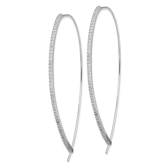 QE14823 Sterling Silver Rhodium-plated CZ Threader Earrings