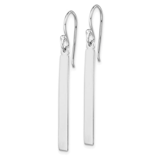 QE14840 Sterling Silver Rhodium-plated Polished Bar Dangle Earrings