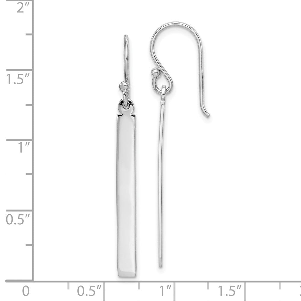 QE14840 Sterling Silver Rhodium-plated Polished Bar Dangle Earrings