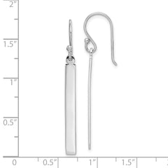 QE14840 Sterling Silver Rhodium-plated Polished Bar Dangle Earrings