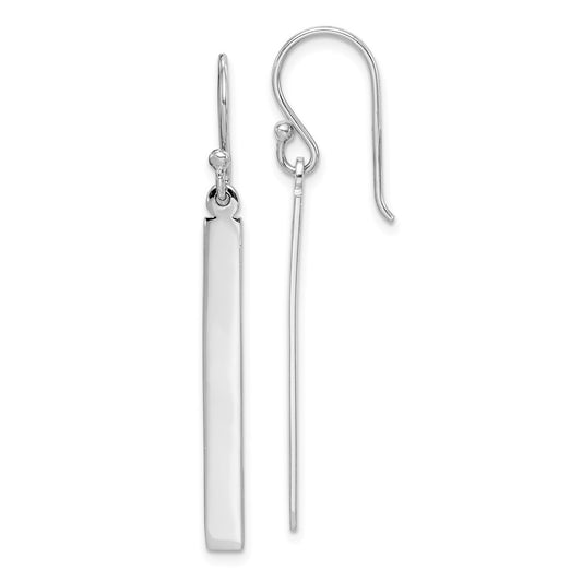 QE14840 Sterling Silver Rhodium-plated Polished Bar Dangle Earrings