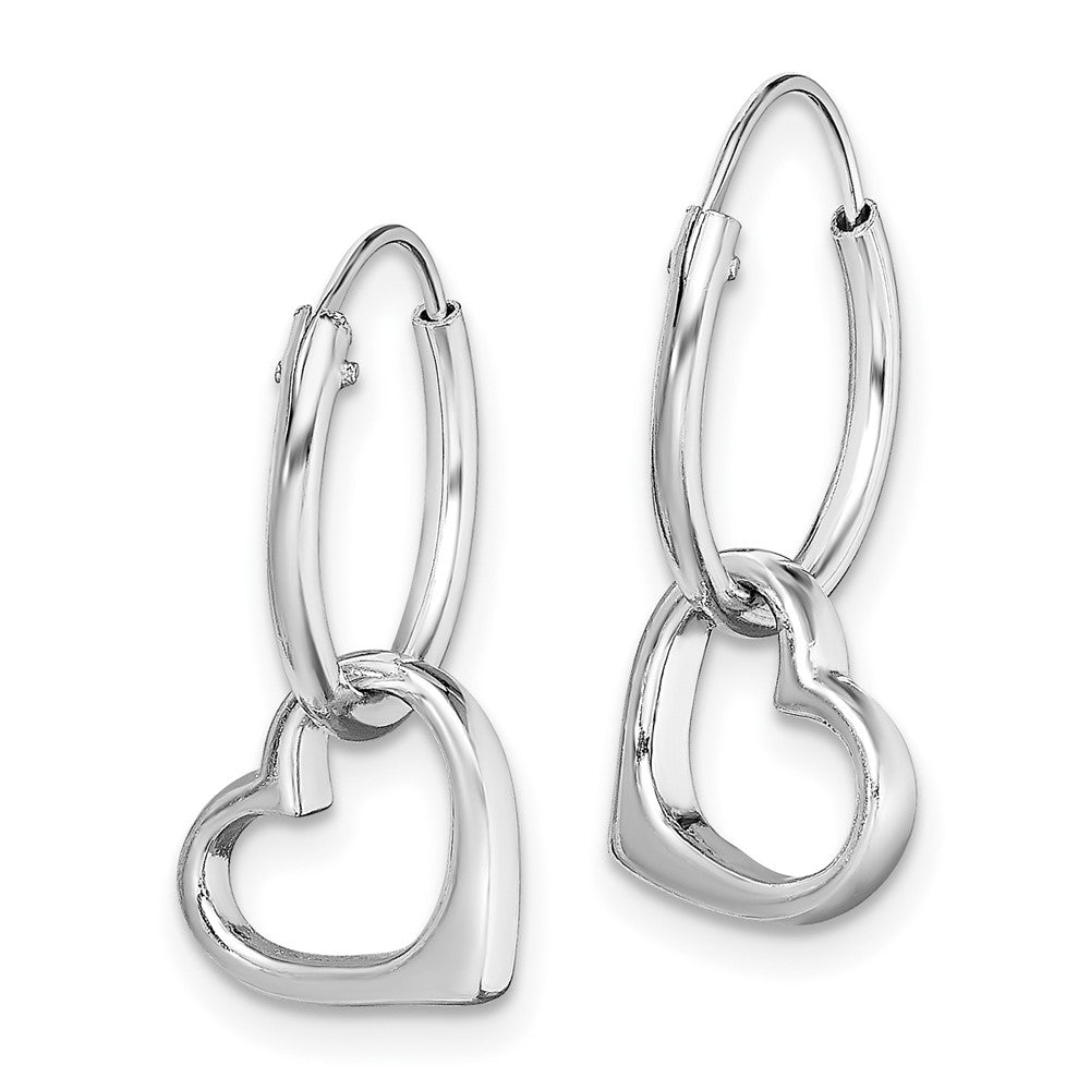 QE14842 Sterling Silver Rhodium-plated Heart Hoop Earring