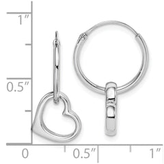 QE14842 Sterling Silver Rhodium-plated Heart Hoop Earring