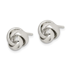 QE14870 Sterling Silver Rhodium-plated Polished 9mm Love Knot Post Earrings