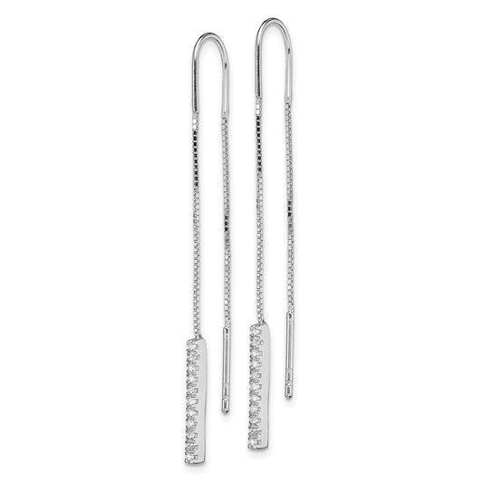 QE14954 Sterling Silver Rhodium-plated CZ Threader Earrings