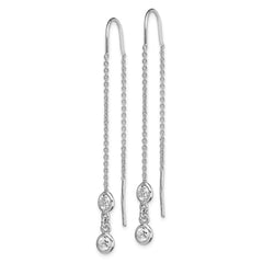 QE14955 Sterling Silver Rhodium-plated CZ Threader Earrings