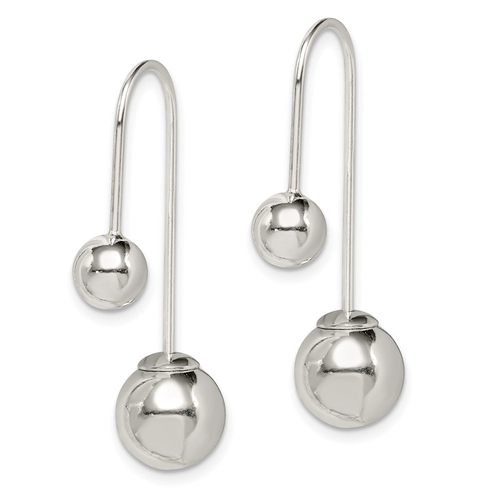 QE14970 Sterling Silver Polished Front and Back Dangle Earrings