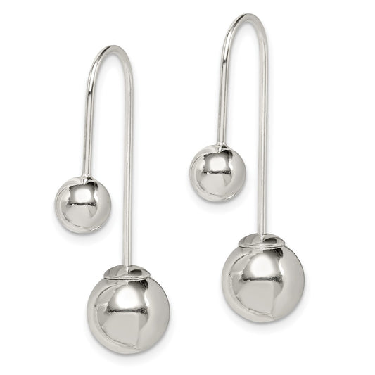 QE14970 Sterling Silver Polished Front and Back Dangle Earrings