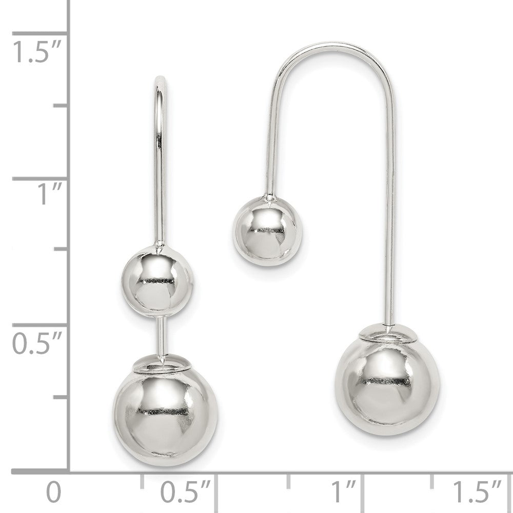 QE14970 Sterling Silver Polished Front and Back Dangle Earrings
