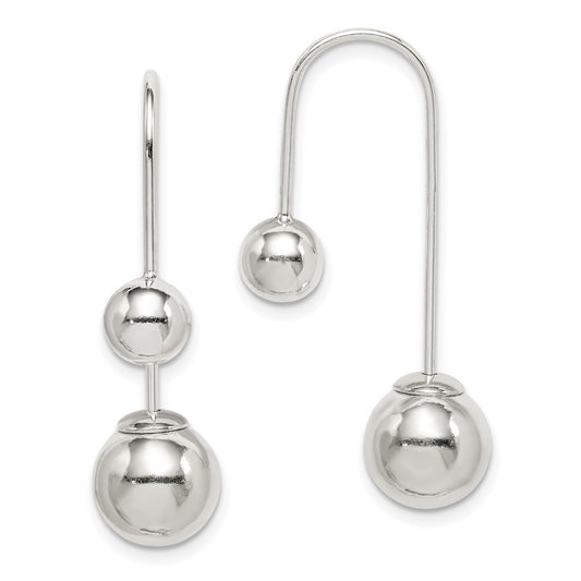 QE14970 Sterling Silver Polished Front and Back Dangle Earrings