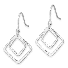 QE15092 Sterling Silver Rhodium-plated Double Diamond Shape Dangle Earrings