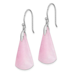 QE15164 Sterling Silver Rhodium-plated Dyed Pink Quartz Dangle Earrings