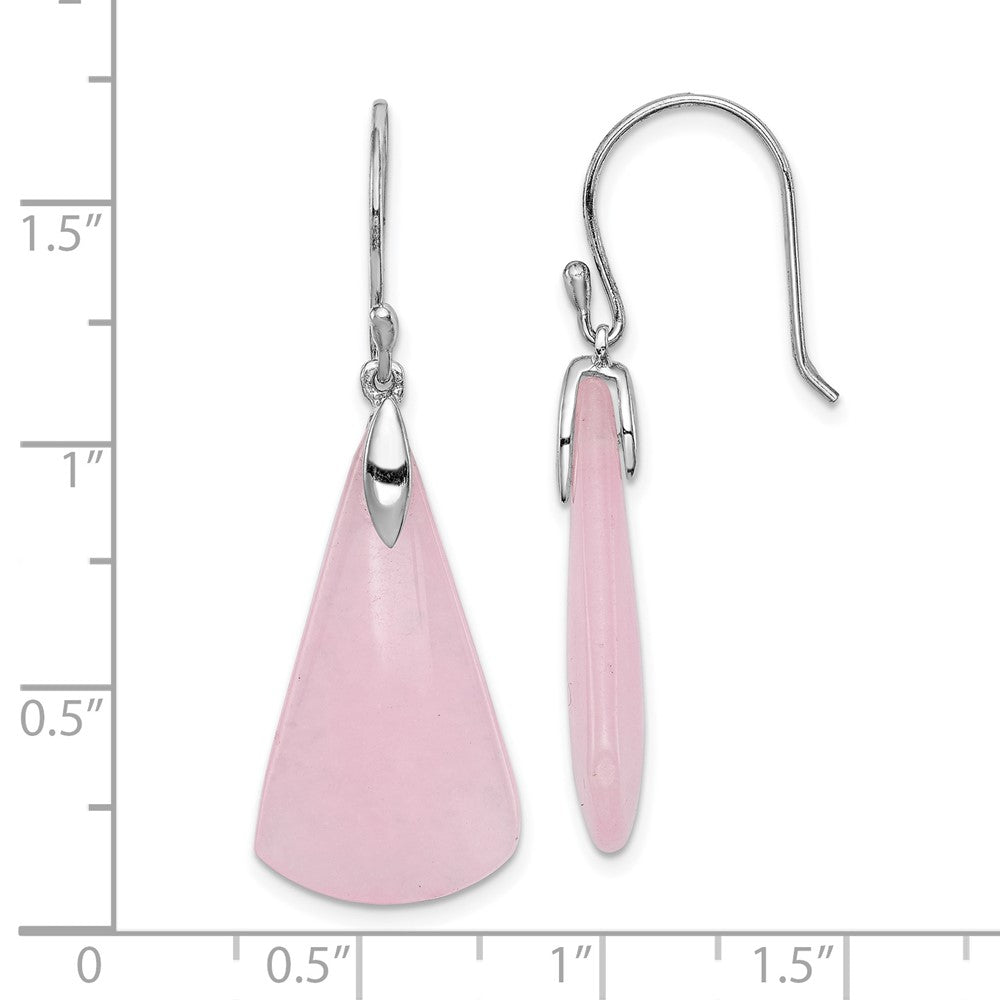 QE15164 Sterling Silver Rhodium-plated Dyed Pink Quartz Dangle Earrings